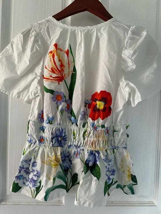 NWOT Anthropologie Floral Cotton Peplum Top - Picture 6 of 8